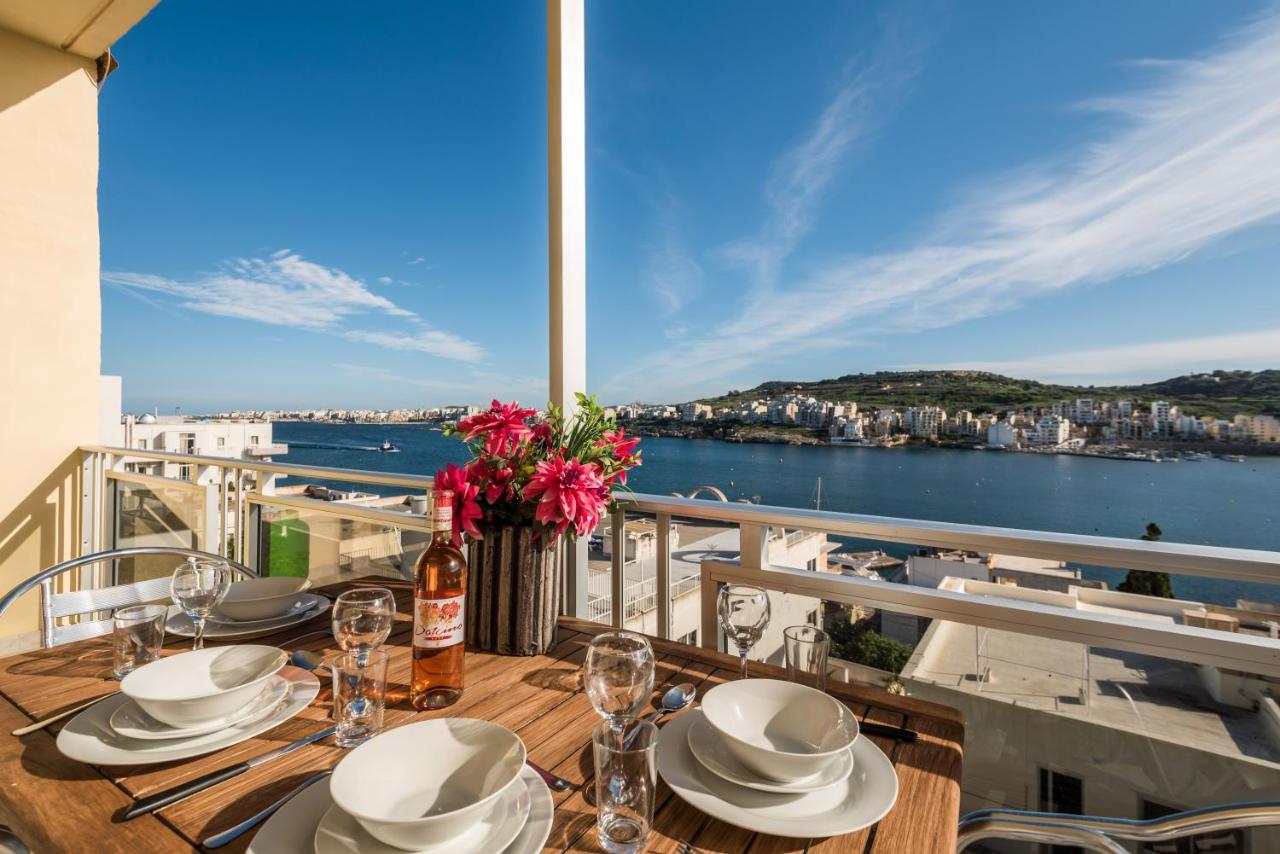 Bayview 2 Bedroom Seaview Apartment With Large Terrace With Panoramic Views - By Getawaysmalta San Pawl il-Baħar Extérieur photo